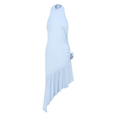 Sexy Strapless Backless Asymmetrical Pleated Dress for Women