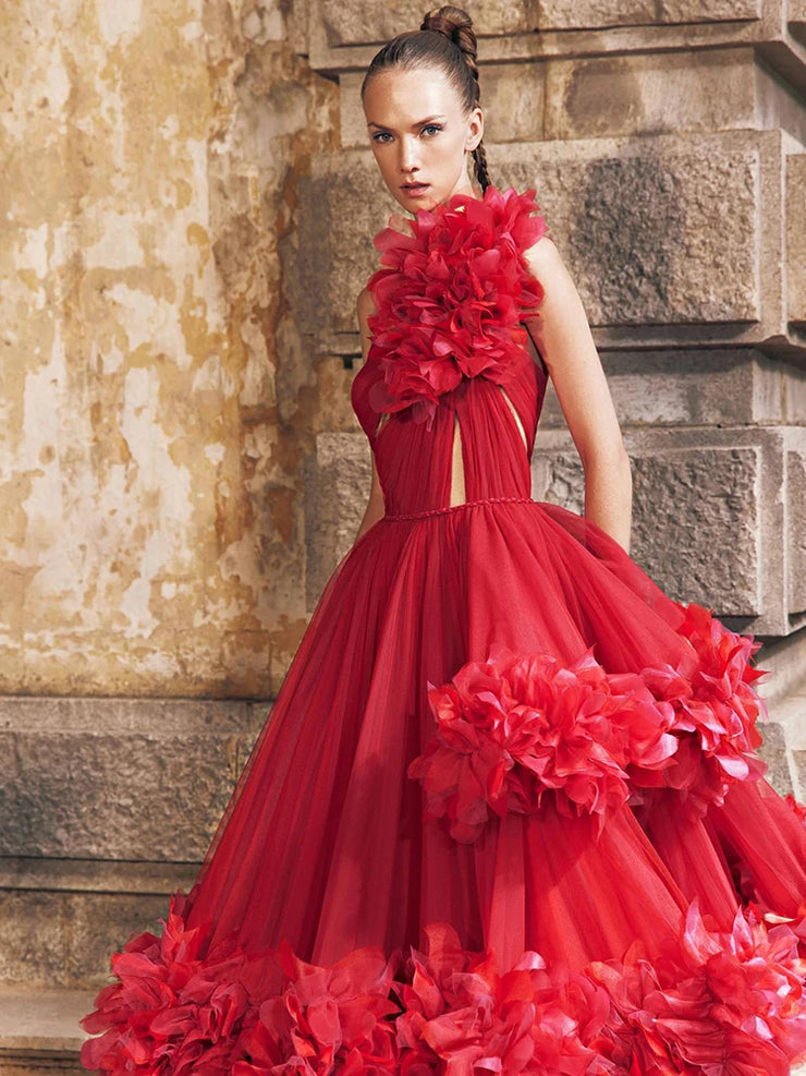 Celebrity Party Dresses For Women Elegant Diagonal Collar Sleeveless Long Gown