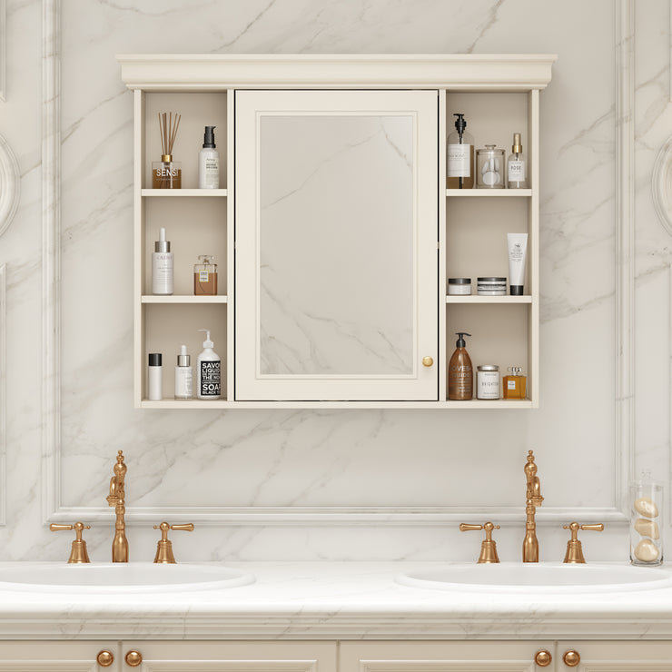 Blue Wall Mounted Bathroom Storage Cabinet With Mirror