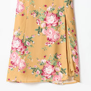 Printed sexy side slit casual strap dress with suspender strap