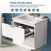Modern 24-Inch Wall-Mounted Bathroom vanity with 2 Drawers,