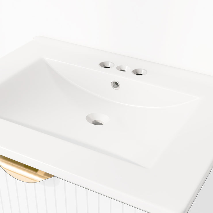 Modern 24-Inch Wall-Mounted Bathroom vanity with 2 Drawers,