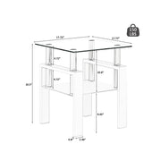Set of 2, Modern Tempered Glass Tea Table Coffee Table End Table, Square