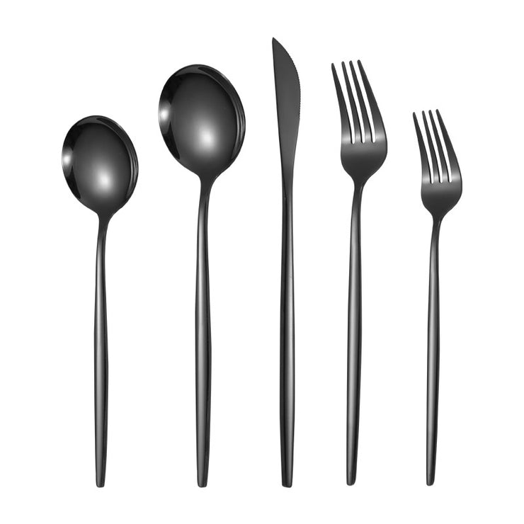 Portuguese Stainless Steel Knife Fork Spoon Golden Steak Knife Fork Set
