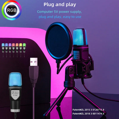 SF-666R condenser microphone RGB seven color luminous microphone with