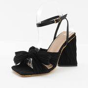 Sandals High Heel Chunky Heel Bow Silk Vintage Fairy Shoes