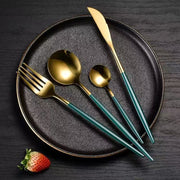 Stainless Steel Cutlery Set with Portuguese Gold Spray