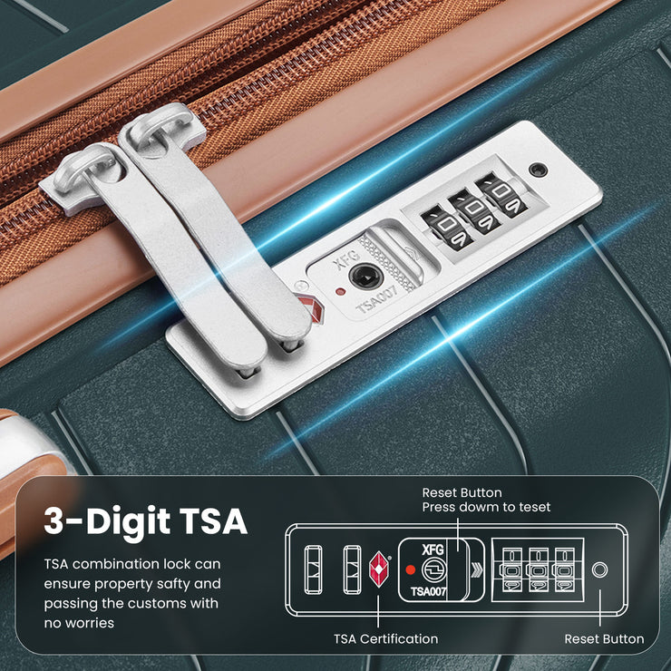 Luggage set of 4 pieces (14/20/24/28) with 4 360 degree