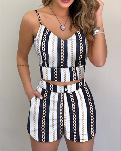 Summer Women Fashion 2-piece Outfit Set Sleeveless