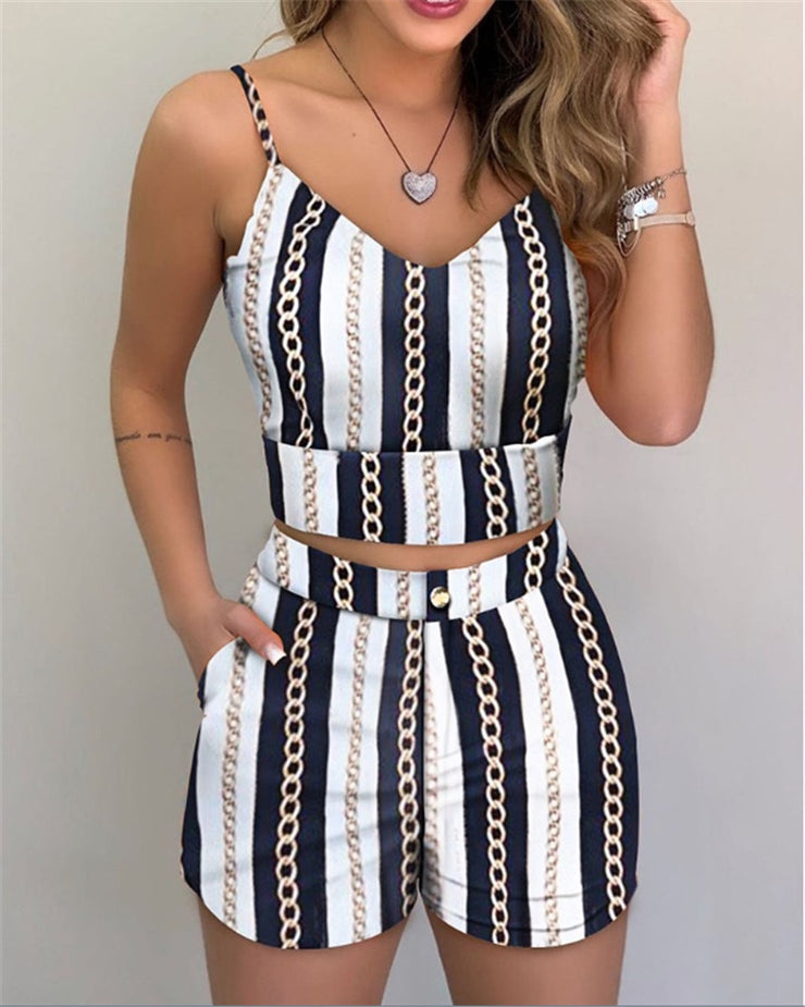 Summer Women Fashion 2-piece Outfit Set Sleeveless
