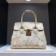 Luxury Designer Brand New High Quality Leather Snake Print Large Capacity
