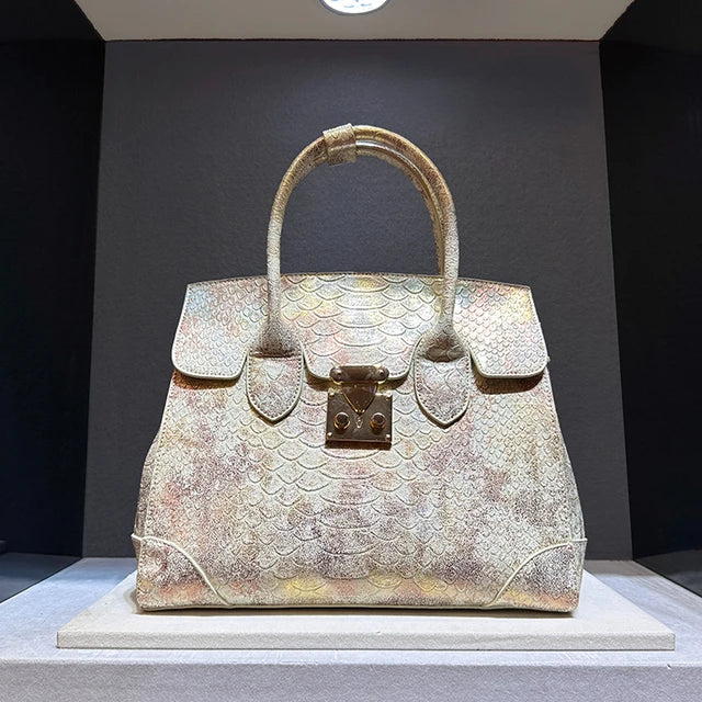 Luxury Designer Brand New High Quality Leather Snake Print Large Capacity