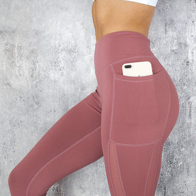 Pocket Solid Sport Yoga Pants High Waist