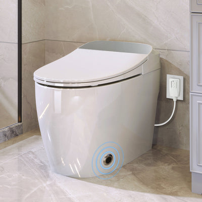 toilet, with foot sensor flushing, white night