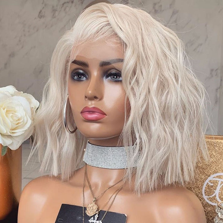 Ladies Front Lace Chemical Fiber To Shoulder Short Curly Wig