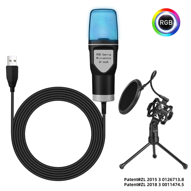 SF-666R condenser microphone RGB seven color luminous microphone with