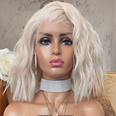Ladies Front Lace Chemical Fiber To Shoulder Short Curly Wig