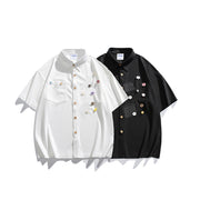Cloud button short sleeved shirt for men and women