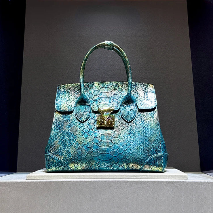 Luxury Designer Brand New High Quality Leather Snake Print Large Capacity