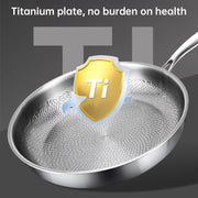 German uncoated pure titanium frying pan with fish