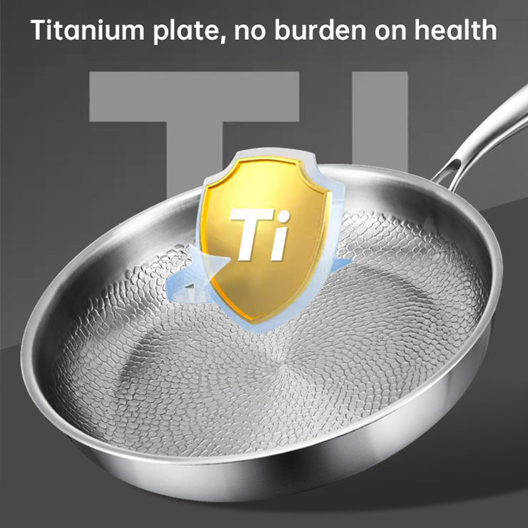 German uncoated pure titanium frying pan with fish