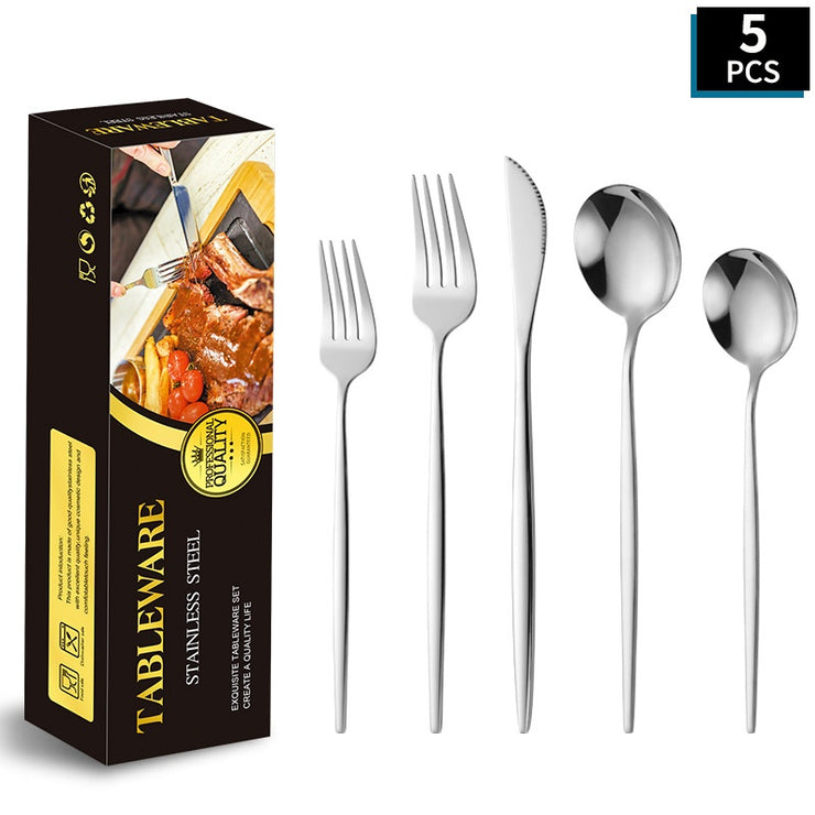 Portuguese Stainless Steel Knife Fork Spoon Golden Steak Knife Fork Set