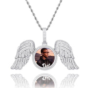 Angel Wings Large DIY Photo Frame Pendant Full Zircon Jewelry