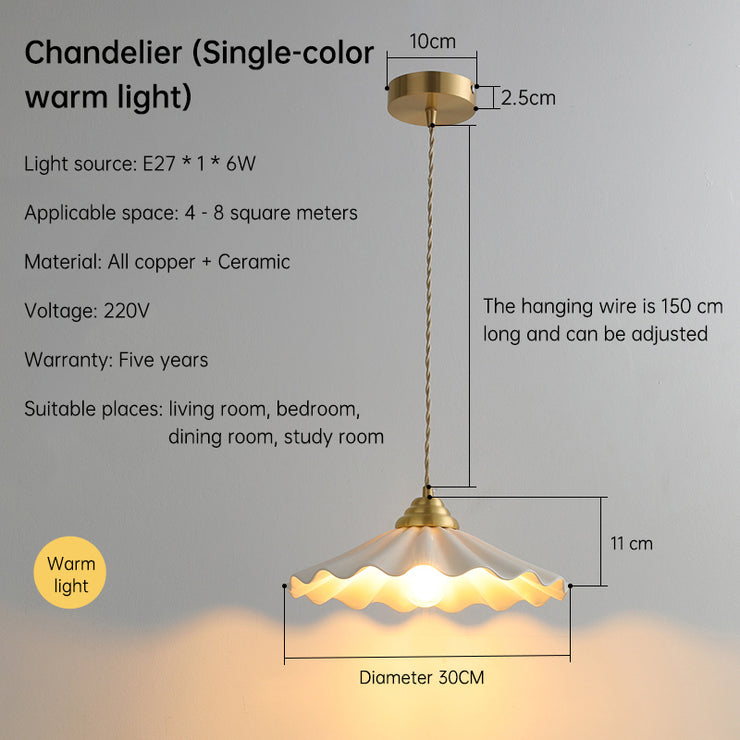 All-Copper Ceramic Floral Pendant Light