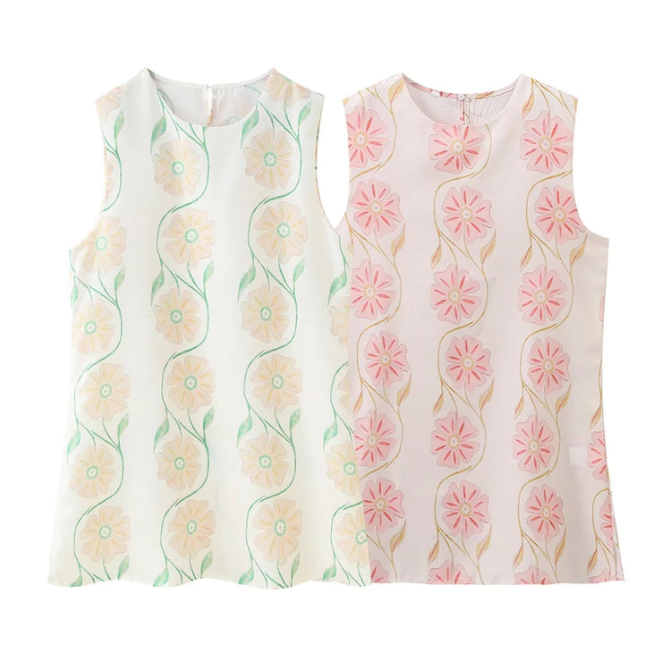 Women's Sleeveless Printed Short Dress