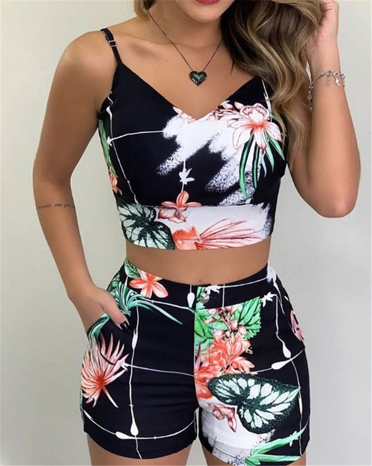 Summer Women Fashion 2-piece Outfit Set Sleeveless