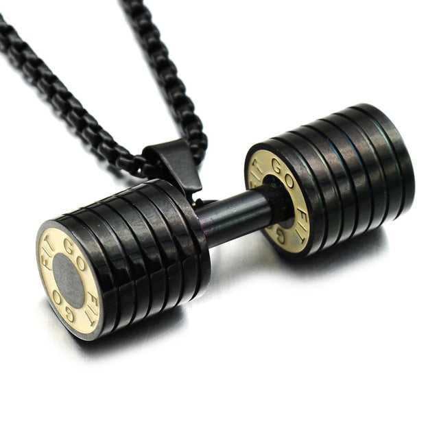 Gym Fitness Barbell Pendant Necklaces For Men
