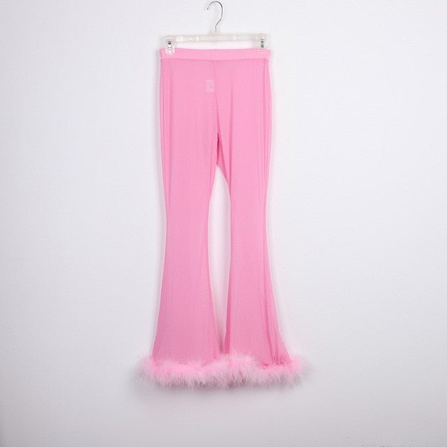 Summer Women Mesh High Waist Pants