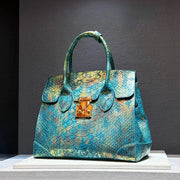 Luxury Designer Brand New High Quality Leather Snake Print Large Capacity