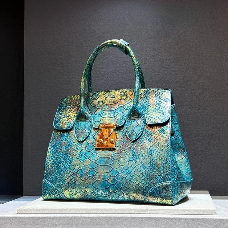 Luxury Designer Brand New High Quality Leather Snake Print Large Capacity