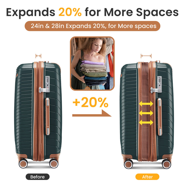 Luggage set of 4 pieces (14/20/24/28) with 4 360 degree