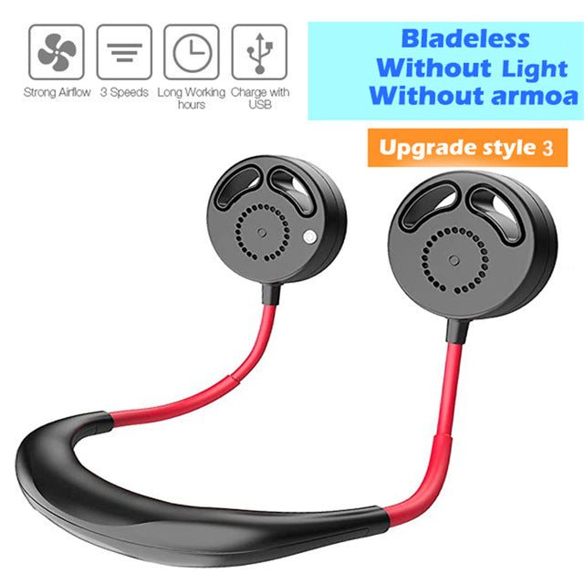 Mini USB Portable Fan Neck Fan Neckband With Rechargeable Battery Small Desk Fans handheld  Air Cooler Conditioner for Room
