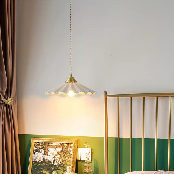 All-Copper Ceramic Floral Pendant Light