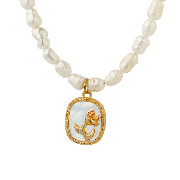 French Baroque freshwater pearl chain oval plate