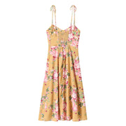 Printed sexy side slit casual strap dress with suspender strap