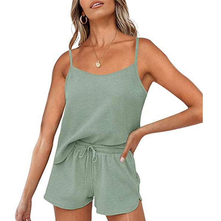 Summer new ladies pure color home service suspender