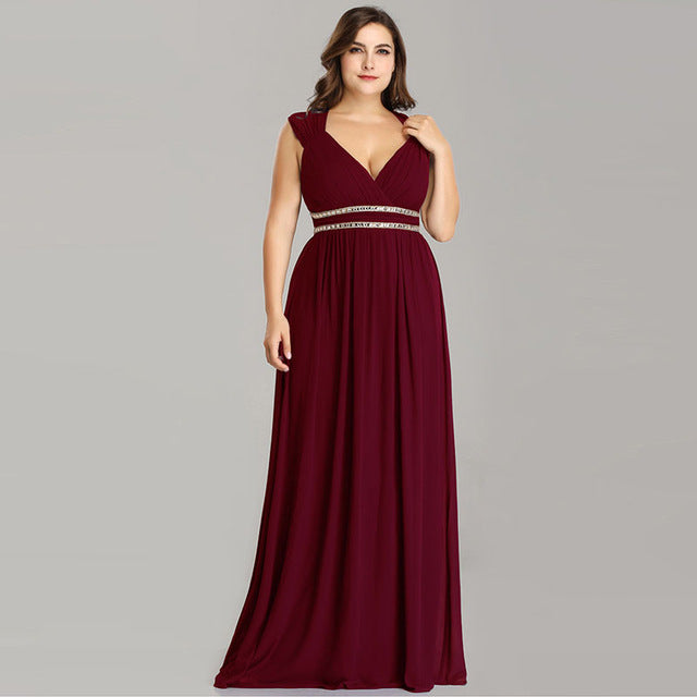 Ever Pretty Plus Size Formal Evening Dresses Long Women Elegant Burgundy