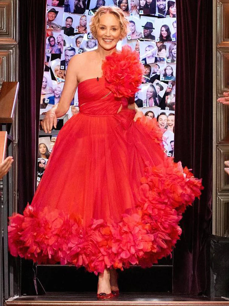 Celebrity Party Dresses For Women Elegant Diagonal Collar Sleeveless Long Gown
