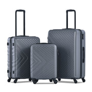 3 Piece Luggage Sets ABS Lightweight Suitcase with Two Hooks