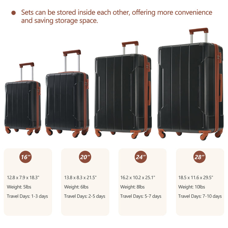 Hard shell luggage set 6-piece luggage set, expandable lightweight