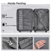Expanable Spinner Wheel 2 Piece Luggage Set ABS Lightweight Suitcase with TSA Lock 20inch+24inch Purple + Plastic