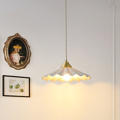All-Copper Ceramic Floral Pendant Light