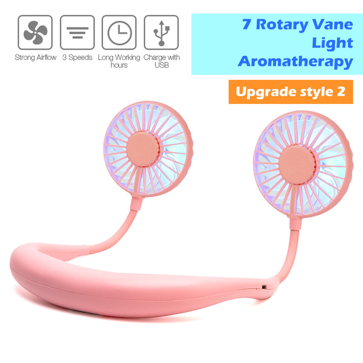 Mini USB Portable Fan Neck Fan Neckband With Rechargeable Battery Small Desk Fans handheld  Air Cooler Conditioner for Room
