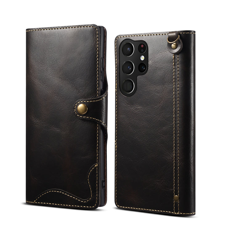 Samsung S22 Retro Leather Leather Case S24Ultra Phone Case