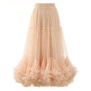 Folds Mesh Skirts For Women High Waist