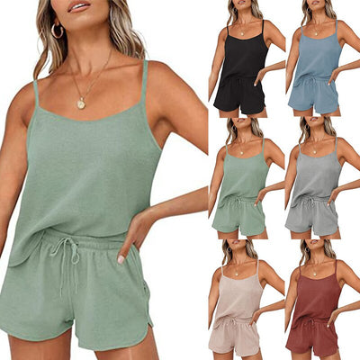 Summer new ladies pure color home service suspender